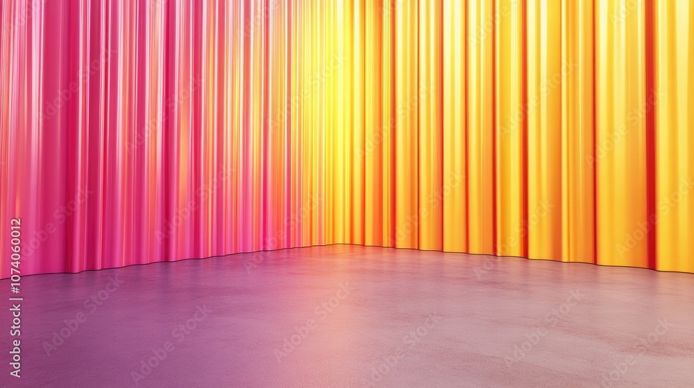 Poster Pink and yellow gradient wall in an abstract 3D rendering