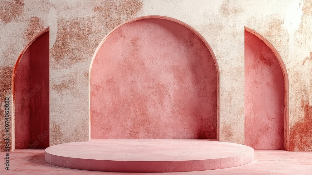 Poster Abstract background featuring a podium and wall created through 3D rendering and illustration