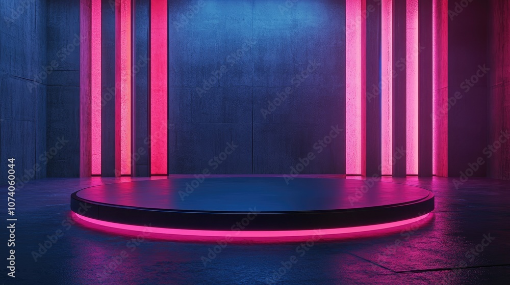 Aufkleber futuristic interior featuring an empty stage modern blank platform serving as a backdrop technology 