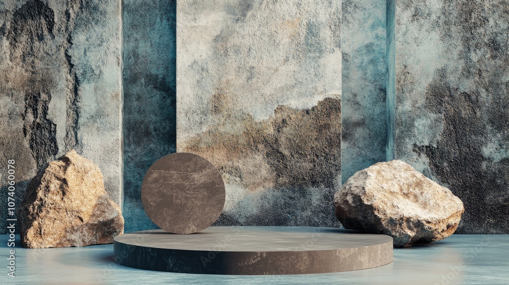 Poster Abstract geometric stone and rock texture background minimalist mockup for podium display or showcase 3D rendering