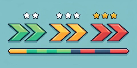 UndoRedo Arrows Stylized arrows in a retro pixel design with a glossy finish that hints at functionality neatly aligned on the toolbar to signify the artistic process of trial and