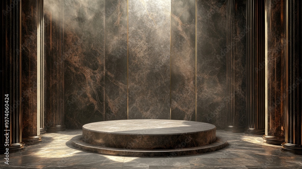Aufkleber Stunning and sophisticated backdrop featuring a pedestal and display case 3D illustration 3D rendering