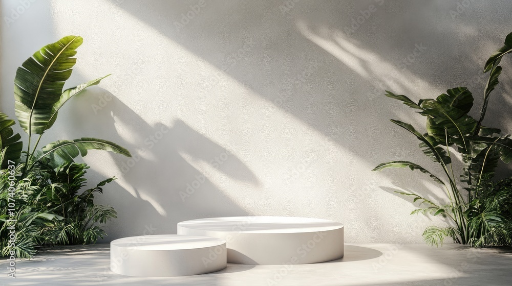 Poster subtle botanical backdrop with wall shadows ideal for framing covers cards and postcards display pod