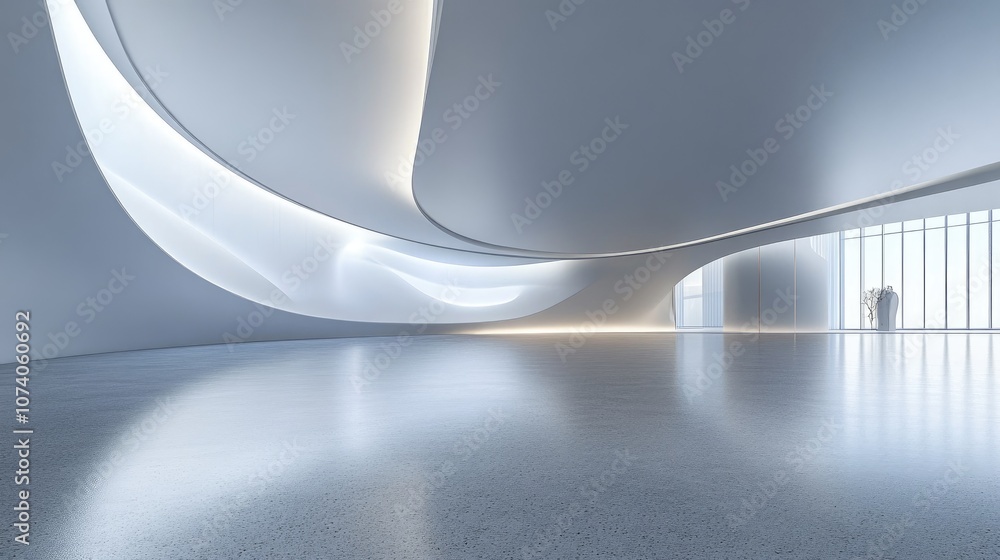 Poster Abstract modern architectural background featuring an expansive open interior space 3D rendering