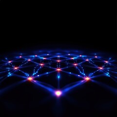 Obraz premium Abstract digital network with vibrant lights and intricate connections against dark background.