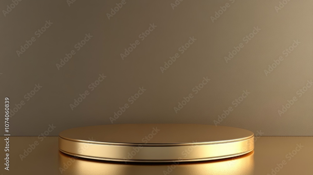 Aufkleber modern 3d podium stand with a gold finish designed for empty product mockup display