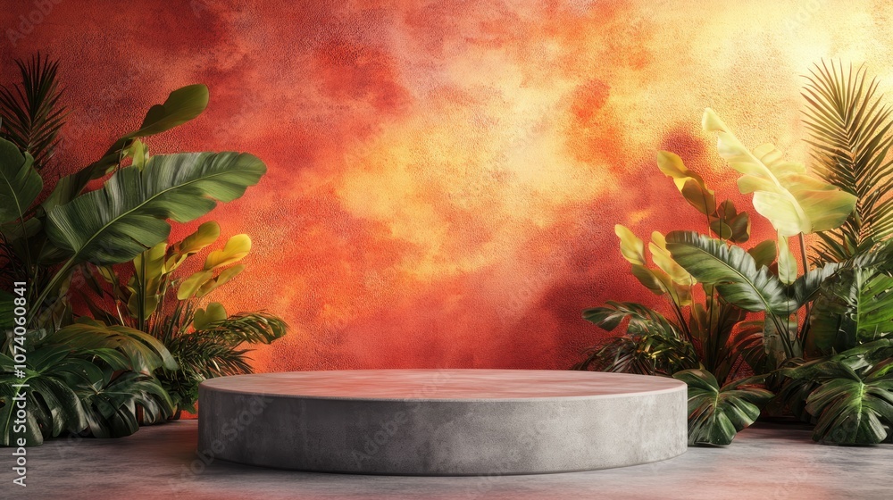 Poster 3D podium for product presentation mock up with a vibrant background 3D rendering
