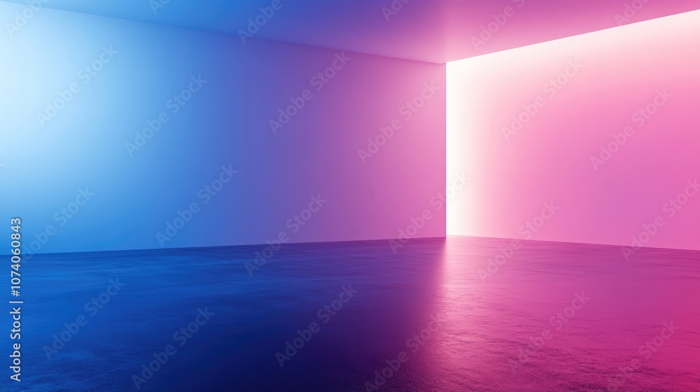 Poster Abstract gradient background in blue and purple hues featuring an empty dark studio space 3D rendering