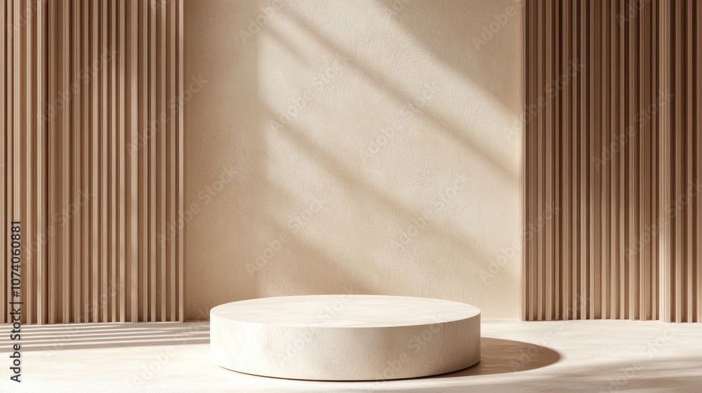 Aufkleber minimalist abstract background with a pedestal 3d illustration and rendering