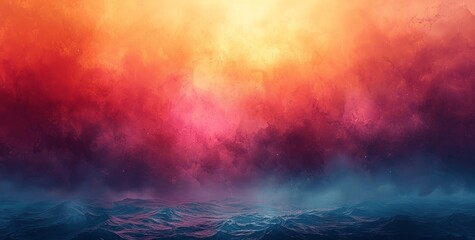 Fototapeta premium Grainy Retro Gradient Background with Blurred Sunset Iridescent Vintage Effect