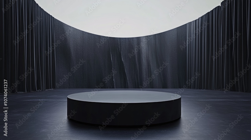 Aufkleber minimalist abstract backdrop featuring a pedestal 3d illustration and rendering