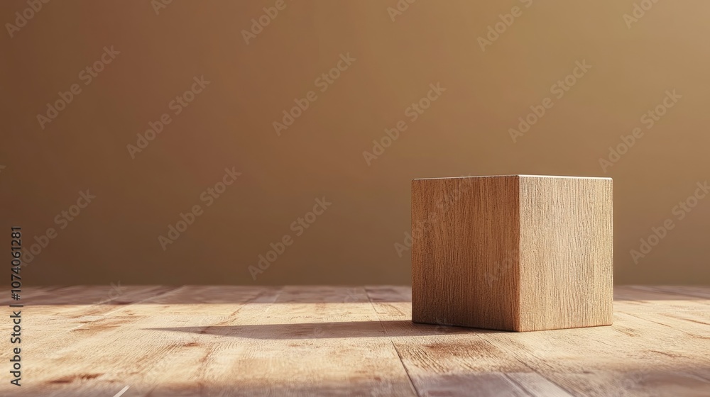 Aufkleber blank wooden cube for background concept with 3d rendering empty wooden cube for educational or busi
