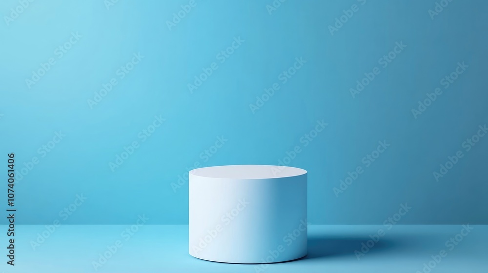 Poster empty podium or pedestal against a blue background featuring a cylinder stand design ideal exhibitio
