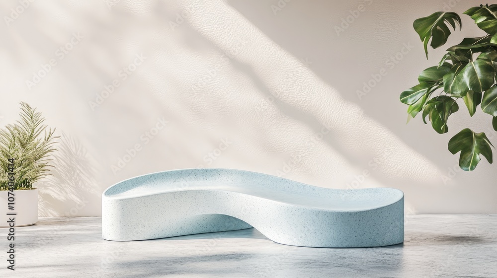 Aufkleber minimalist product display stand mockup podium featuring an abstract design in white and soft pastel