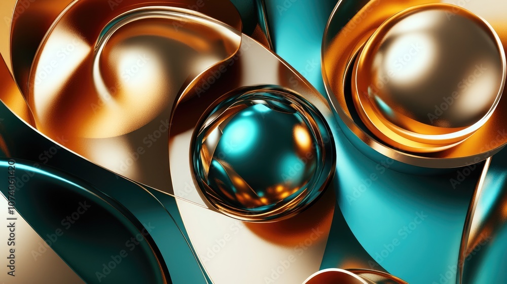 Poster abstract 3d background with geometric shapes for contemporary decor created through rendering