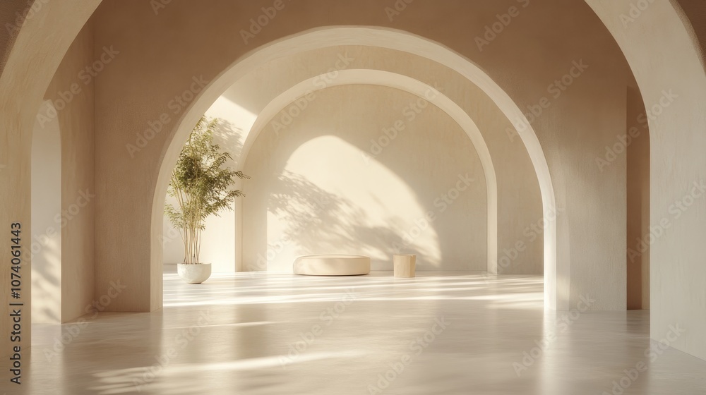 Poster abstract arched interior design in a 3d rendering