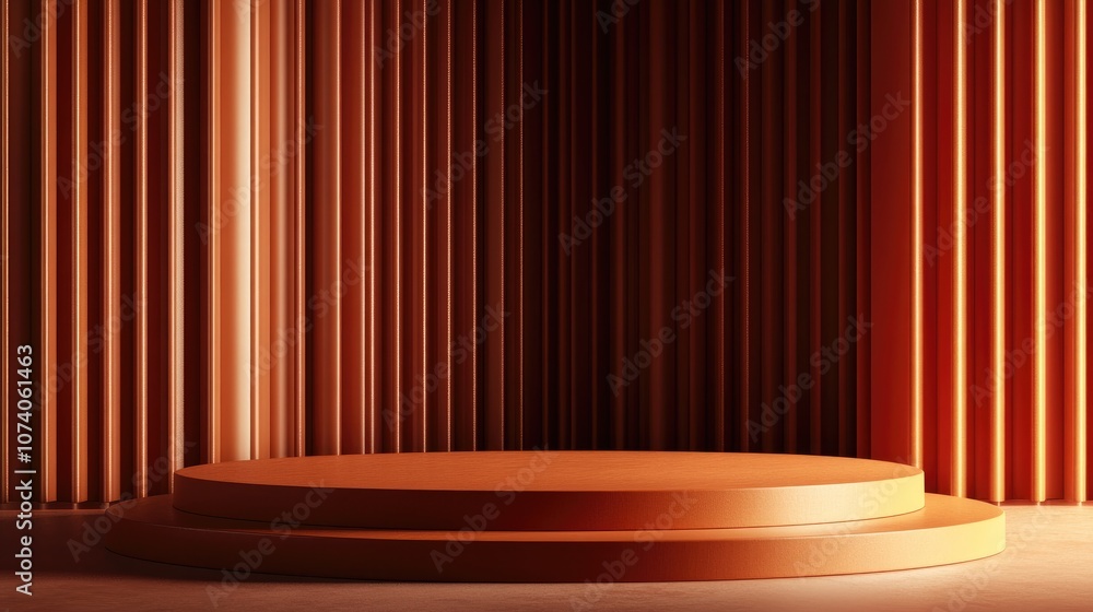 Poster abstract background featuring a podium and wall scene created through 3d rendering and illustration