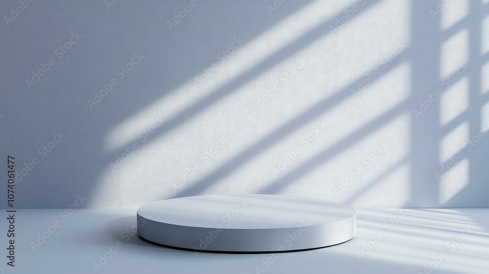 Aufkleber grey podium with shadow on a blank display against a white background concept for product presentati