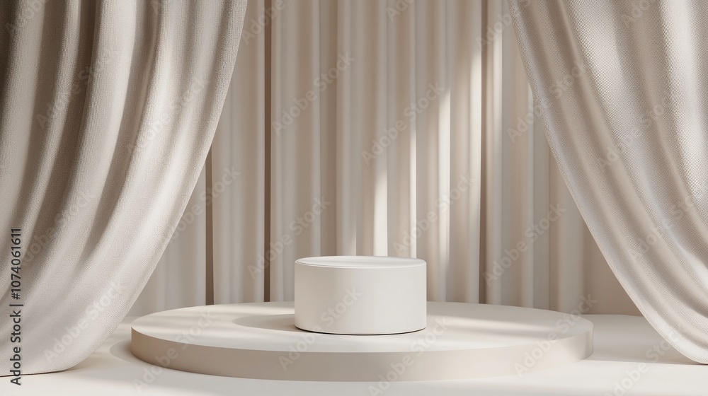 Poster 3D rendering of a white product on a stage