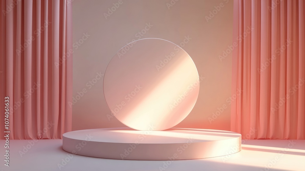 Aufkleber 3d rendering of a retail display abstract geometric podium backdrop minimalist basic forms contempor