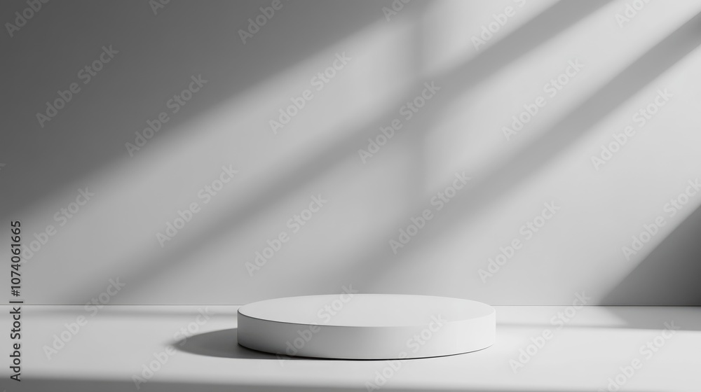 Aufkleber 3D render of a background featuring a pedestal and a showcase showcasing an abstract minimal concept with a blank space and a clean simple design ideal for a minimalist mockup