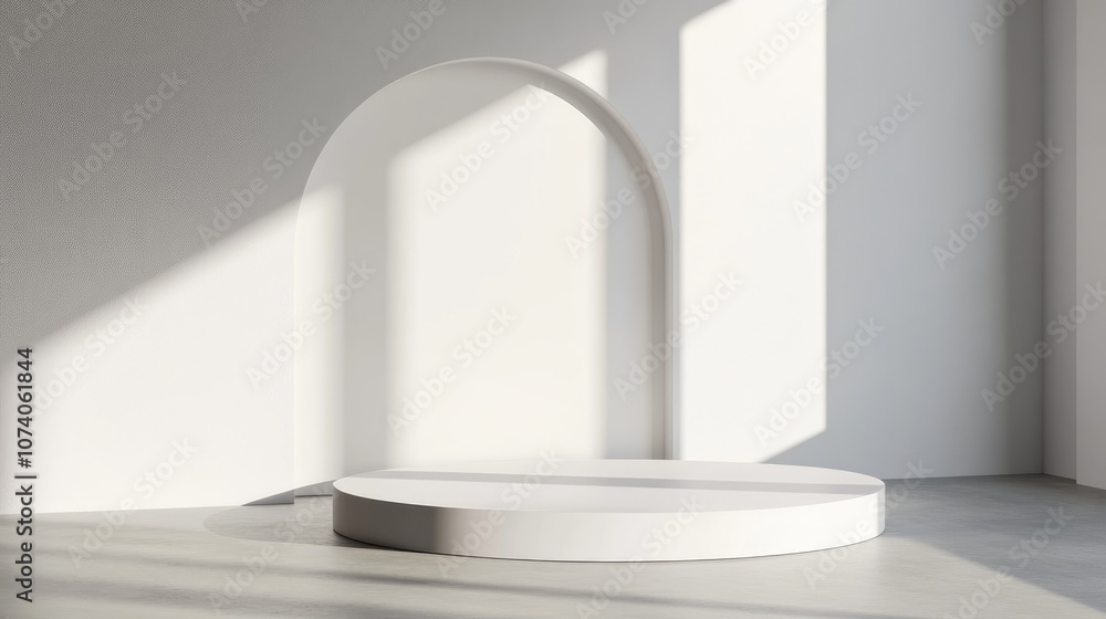 Leinwandbilder white display pedestal design platform blank product stand clean backdrop 3d rendering