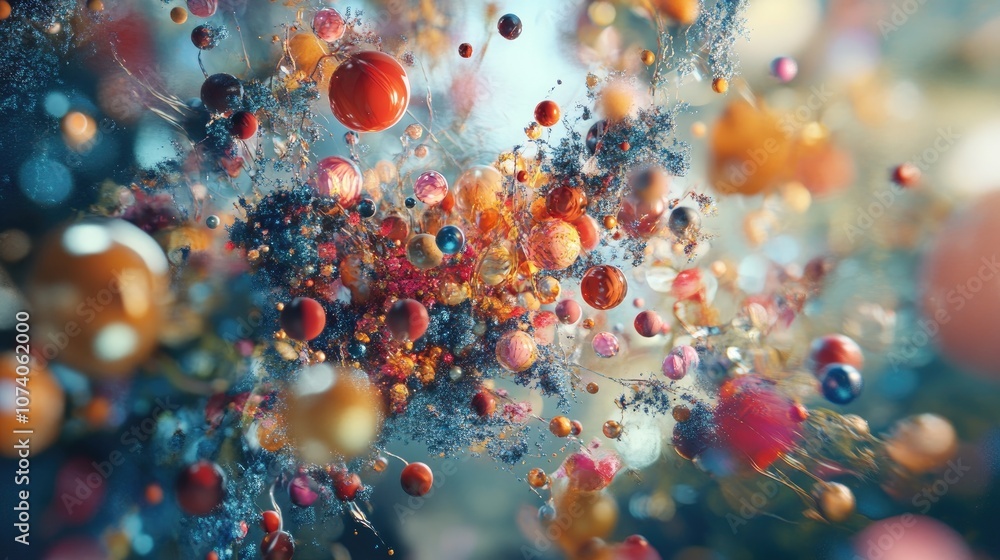Fototapete abstract background featuring various elements 3d illustration and rendering