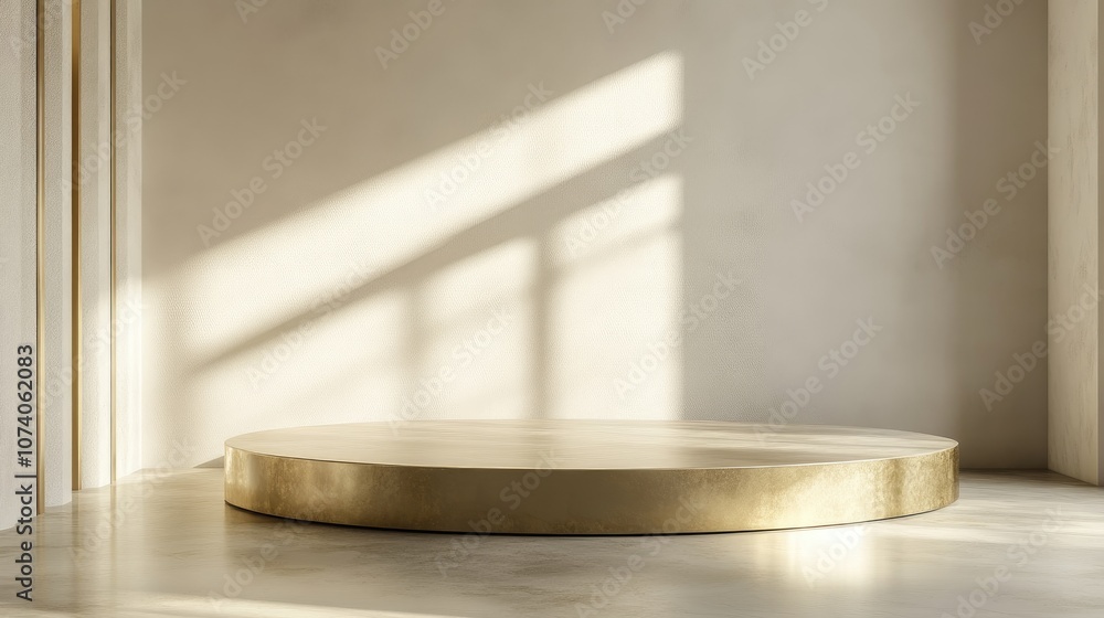 Poster Minimalistic Modern Gold Podium Platform for Product Display Showcase in 3D Rendering