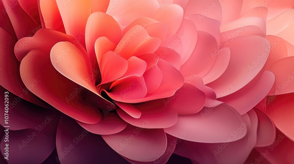 Poster Abstract composition featuring numerous rotating petals in 3D