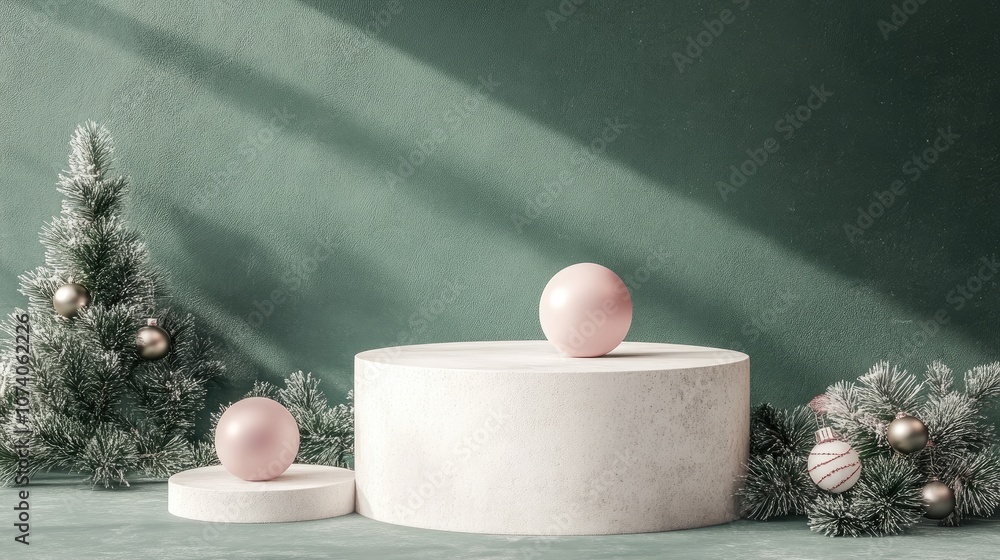 Poster abstract minimal mock up scene featuring geometric podium shapes for showcasing cosmetic product dis