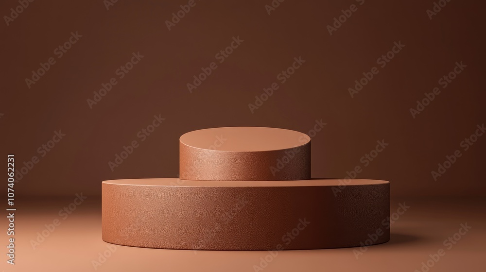 Poster minimalist cylindrical podium featuring a brown gradient backdrop 3d rendering