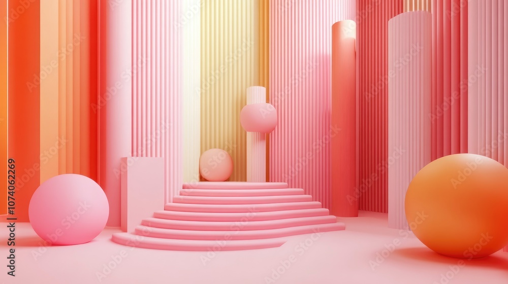 Aufkleber sophisticated geometric background in minimalistic style 3d illustration 3d rendering