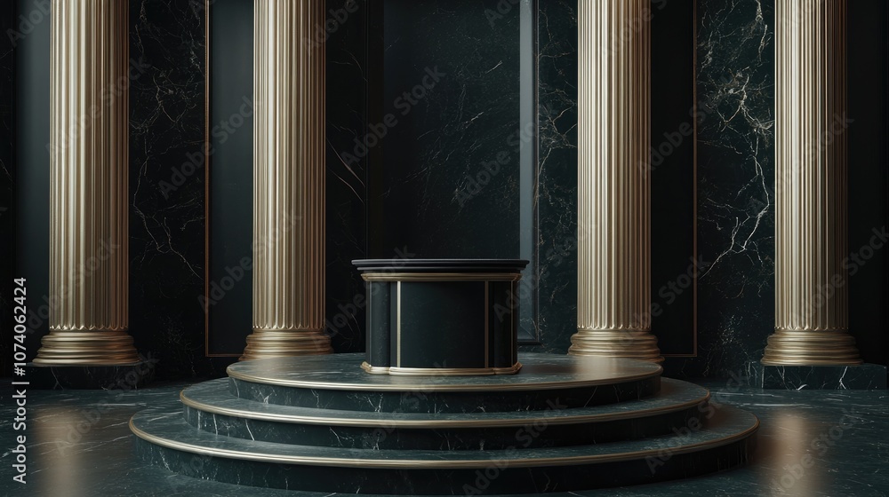 Poster classic 3d render of a podium with column background