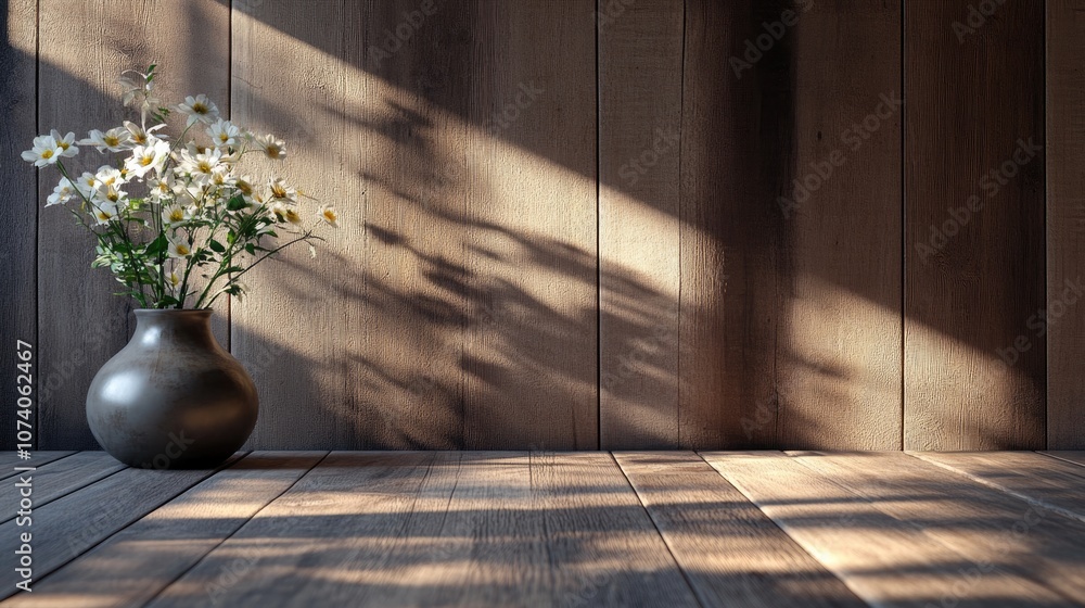Aufkleber 3d rendering of interior scenes and wooden backdrops suitable for websites presentations or as image