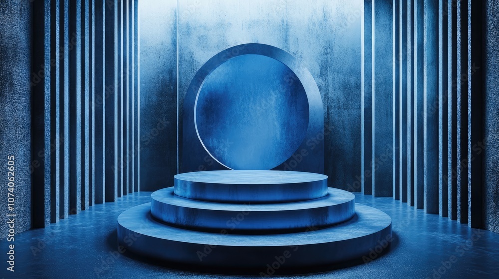 Aufkleber abstract blue podium display featuring 3d rendering