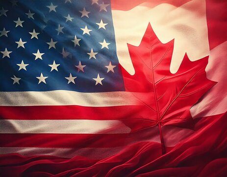 Background showing components of the flags from The USA and Canada