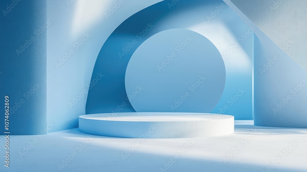 Aufkleber minimalist composition featuring a podium against an abstract backdrop geometric shapes in classic b