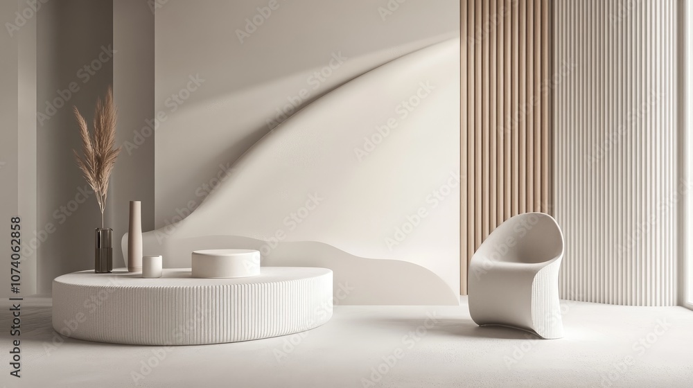 Poster White Product Display in a Minimalist Studio Environment 3D Rendered Scene