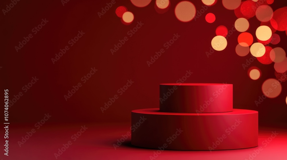Aufkleber contemporary dark red podium for displaying products box shaped pedestal with a red background unocc