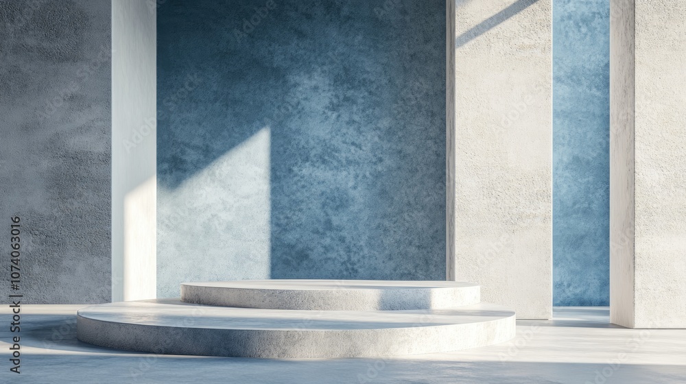 Aufkleber abstract background featuring a podium and wall created through 3d rendering