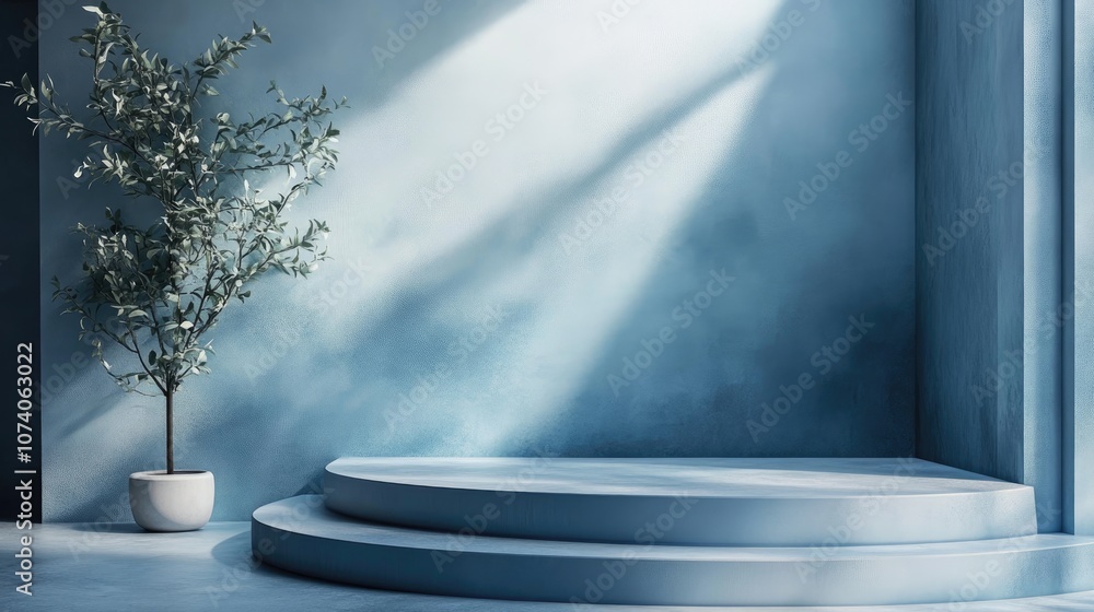 Poster Abstract blue podium display featuring 3D rendering