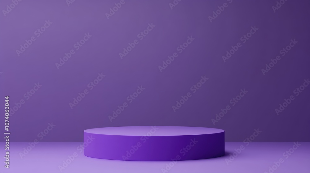 Poster Purple podium with a solid color background and studio lighting featuring a clean modern minimal mockup presentation Suitable platform for web and advertising use showcasing internet products 3D r