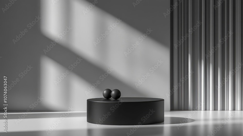 Poster 3d rendering of a minimalist background for cosmetic products featuring a sleek black podium
