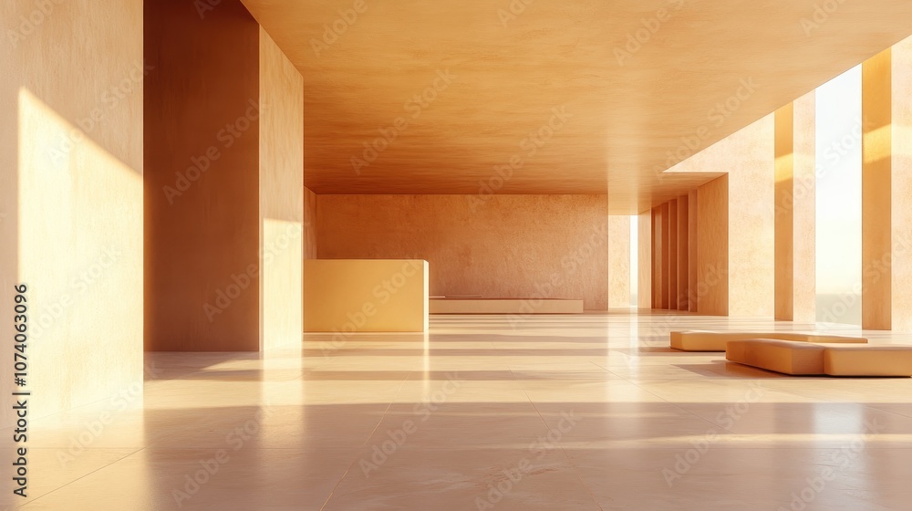 Aufkleber abstract modern architectural backdrop featuring a spacious unoccupied interior 3d rendering