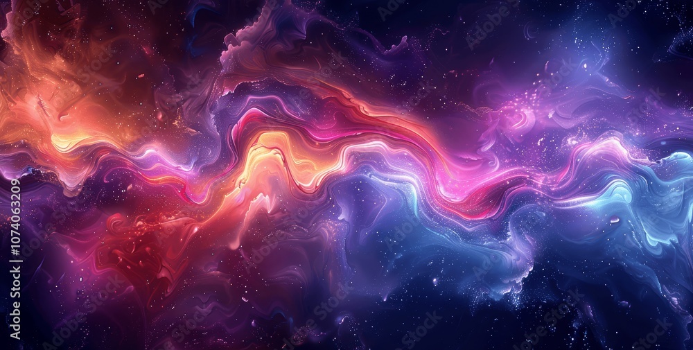 Poster 4k abstract colorful swirling background with smooth flowing gradient and noise effect in purple blu