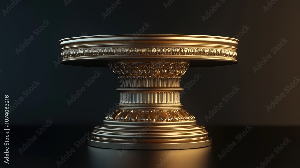 Aufkleber High quality golden pedestal isolated on a dark background created using 3D rendering techniques