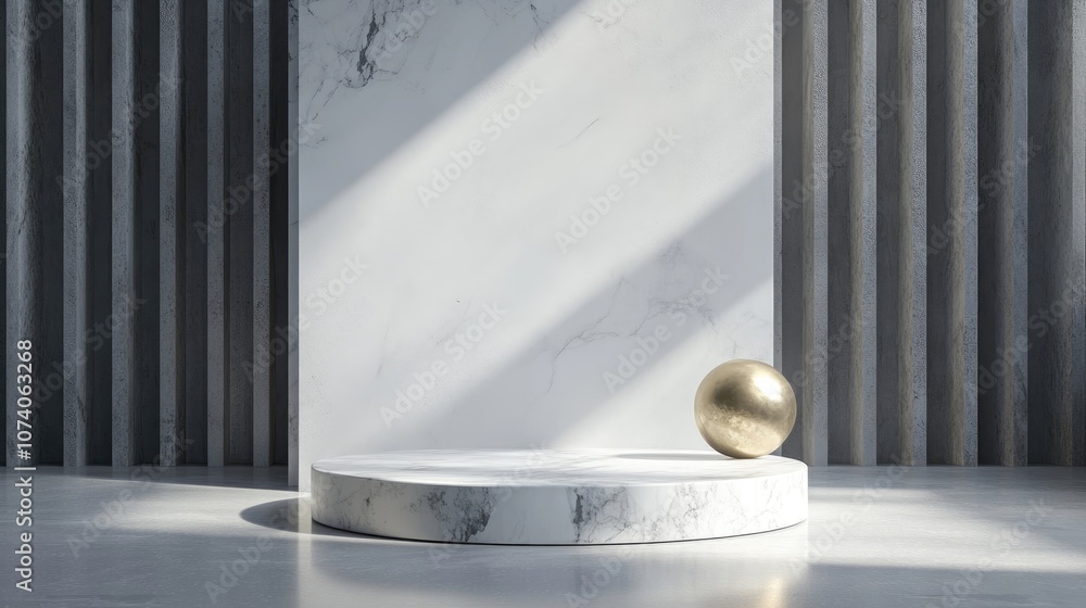 Poster Elegant abstract background featuring minimalist elements on a pedestal presented through 3D illustration and rendering