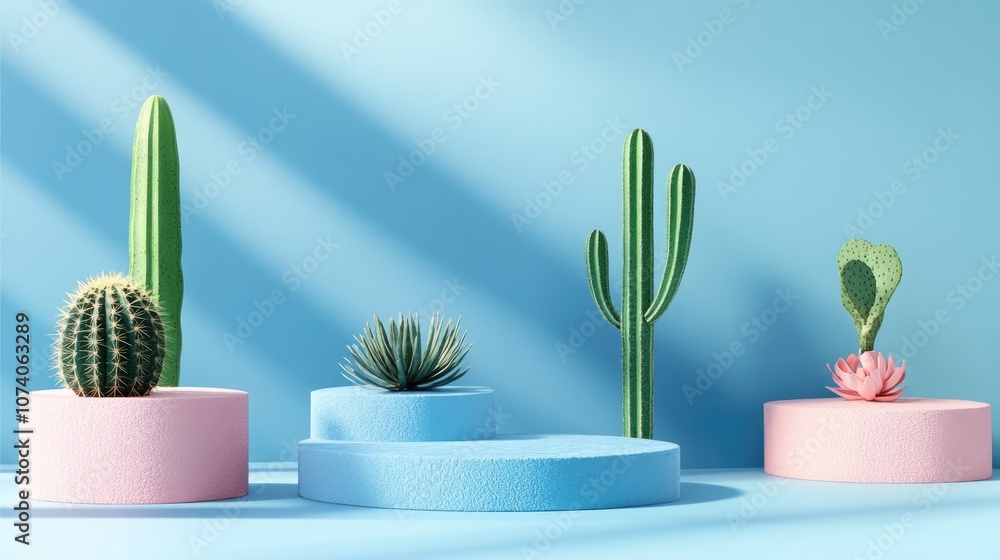 Poster 3d render of a podium or platform designed for product promotion featuring trendy natural elements l