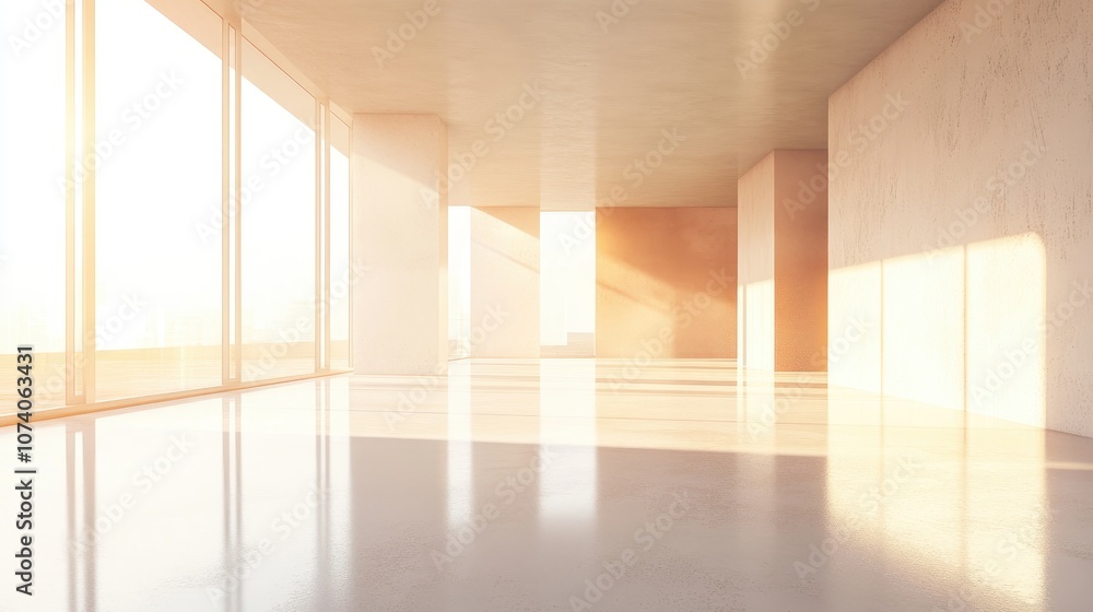 Aufkleber Abstract background of contemporary architecture featuring an empty open interior space 3D rendering