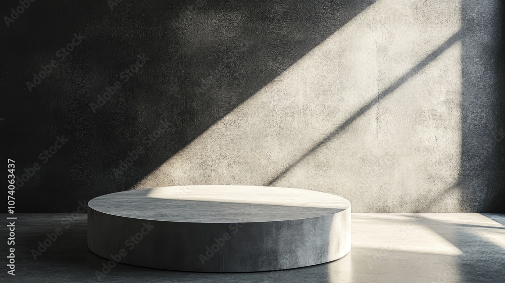 Aufkleber minimalist abstract scene featuring a concrete cylinder podium designed for product display mockup p